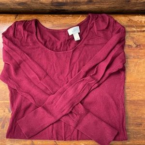 Worn a handful of times. Cranberry sweater from Ann Taylor Loft